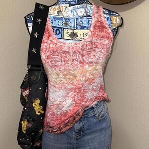 Y2K Mossimo orange and white grunge tank top